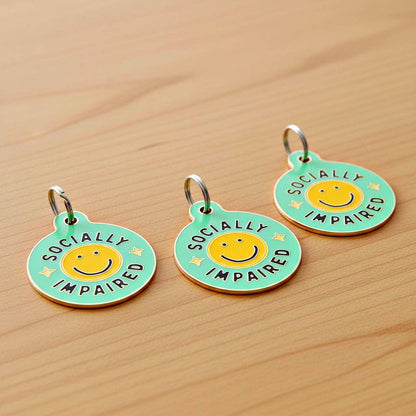 Bad Tags - Personalized Dog Tag Scannable QR Code - Socially Impaired - Engraved QR Code / Small 1"