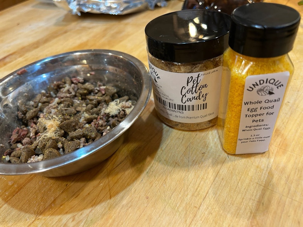 Pet Cotton Candy - Quail All Natural Protein-Rich Fluffy Treat for All Pets, one Ingredient only pet Treat and Food Topper for picky Eaters or gourmets. Made from Premium Quail Meat - Doot's Pet LLC Collars For A Cause