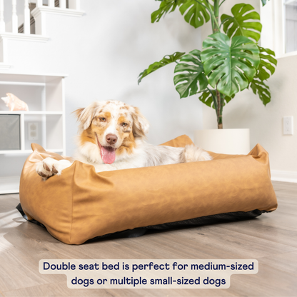 PupProtector™ Faux Leather Memory Foam Dog Car Bed - Camel - Doot's Pet LLC Collars For A Cause