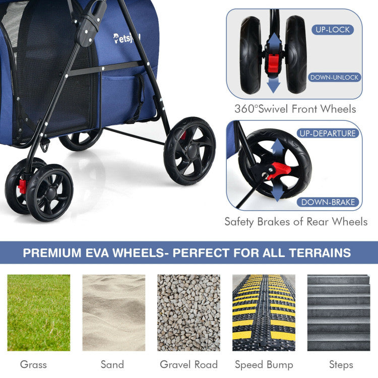 4-in-1 Double Pet Stroller with Detachable Carrier and Travel Carriage - Doot's Pet LLC Collars For A Cause