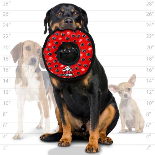 Tuffy Dog Toys - VIP Products - Tuffy Ultimate Ring - Red Paw, Durable, Squeaky Dog Toy - Doot's Pet LLC Collars For A Cause