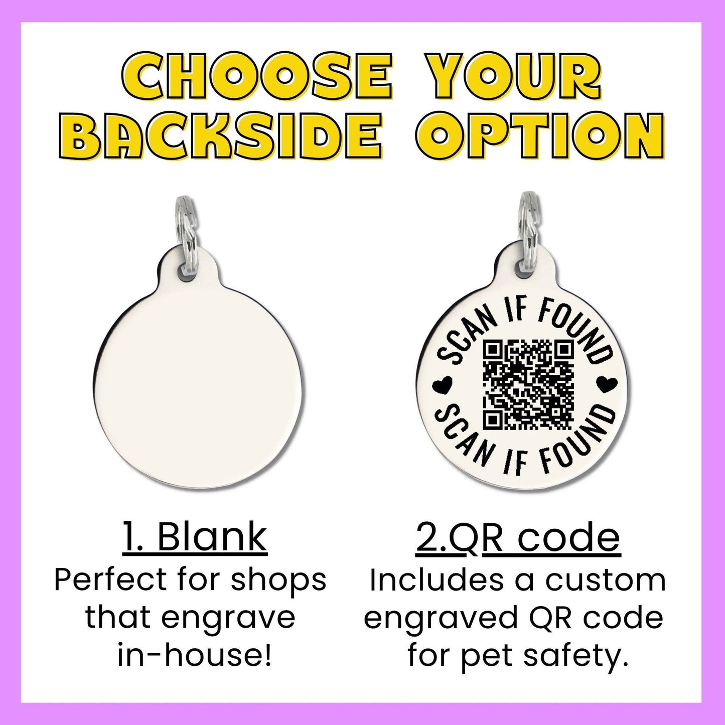 Bad Tags - Personalized Dog ID Tag w/ Scannable QR Code - House Hippo - Engraved QR Code / Large 1.25"