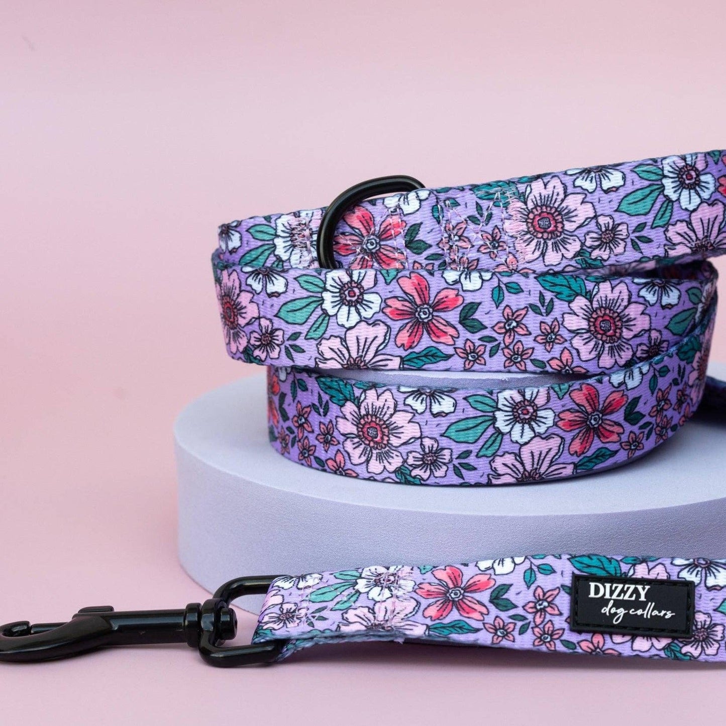 Dizzy Dog Collars - Lilac Floral | Dog Leash | Dog Lead - Large Lead (2.5cm x 152cm)