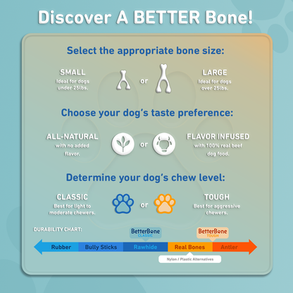 BetterBone Natural Dog Chews - BetterBone SOFT- All-Natural, Safer on Teeth, Sustainable - Beef / Small (dogs under 25 lbs)