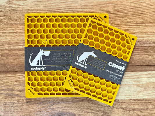 SodaPup - Honeycomb Design Emat Enrichment Licking Mat - Yellow - Larg - Large