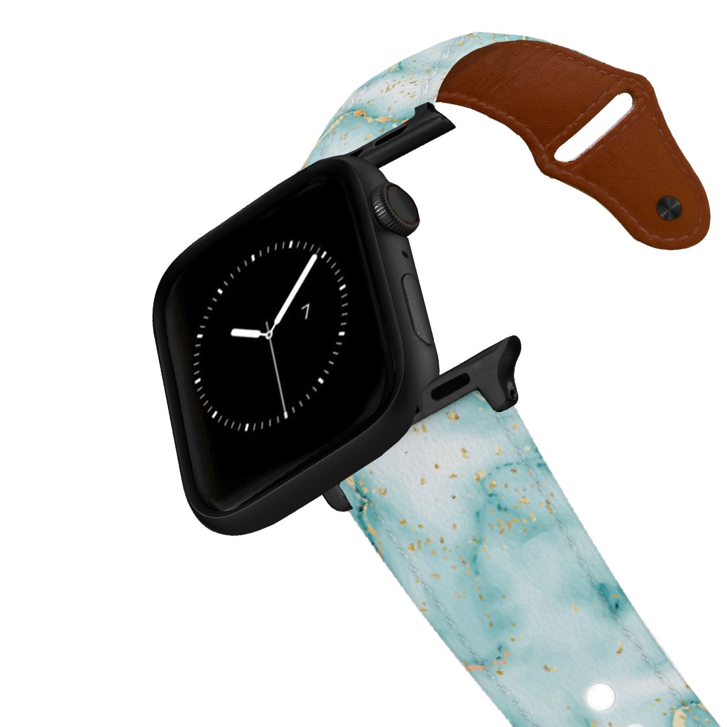 Marble Blue Leather Apple Watch Band