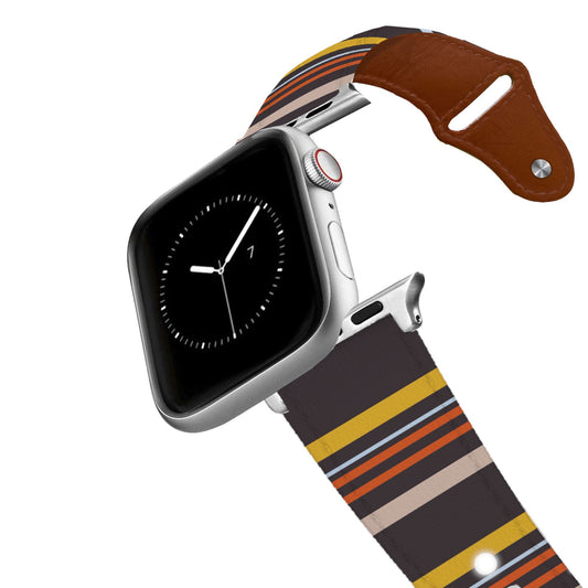 Retro Stripes Warm Leather Apple Watch Band