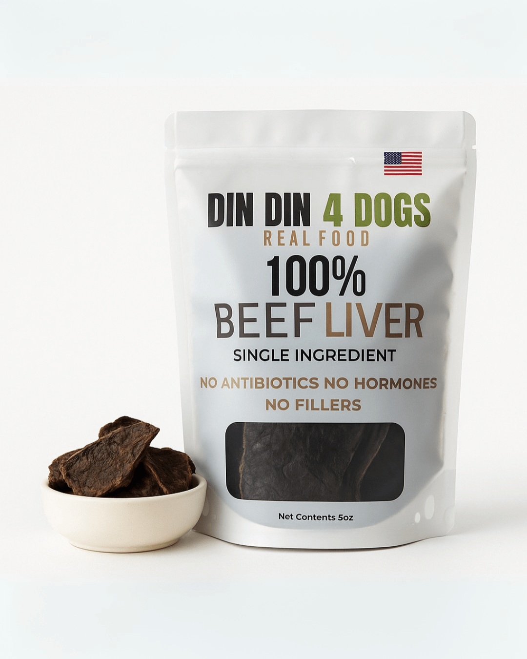 100% Beef Liver Dog Treats, 5 Ounce Bag, Single Ingredient, High Protein - Doot's Pet LLC Collars For A Cause
