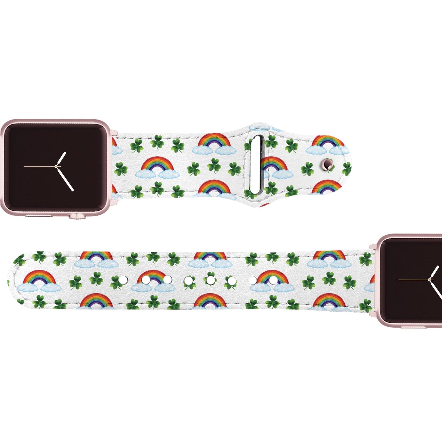 Shamrocks and Rainbows Leather Apple Watch Band