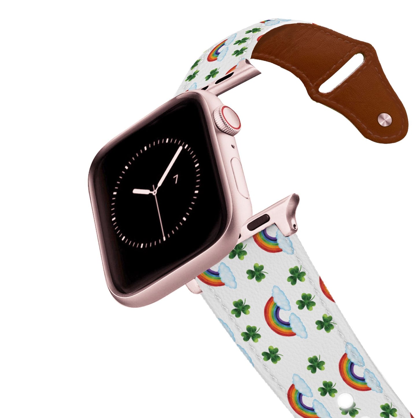 Shamrocks and Rainbows Leather Apple Watch Band
