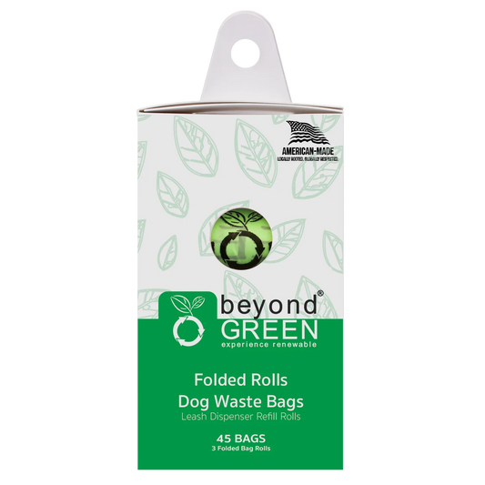 beyondGREEN Dog Waste Bags – Folded Rolls – Made in USA, Leak-Resistant, Extra-Strong - Doot's Pet LLC Collars For A Cause