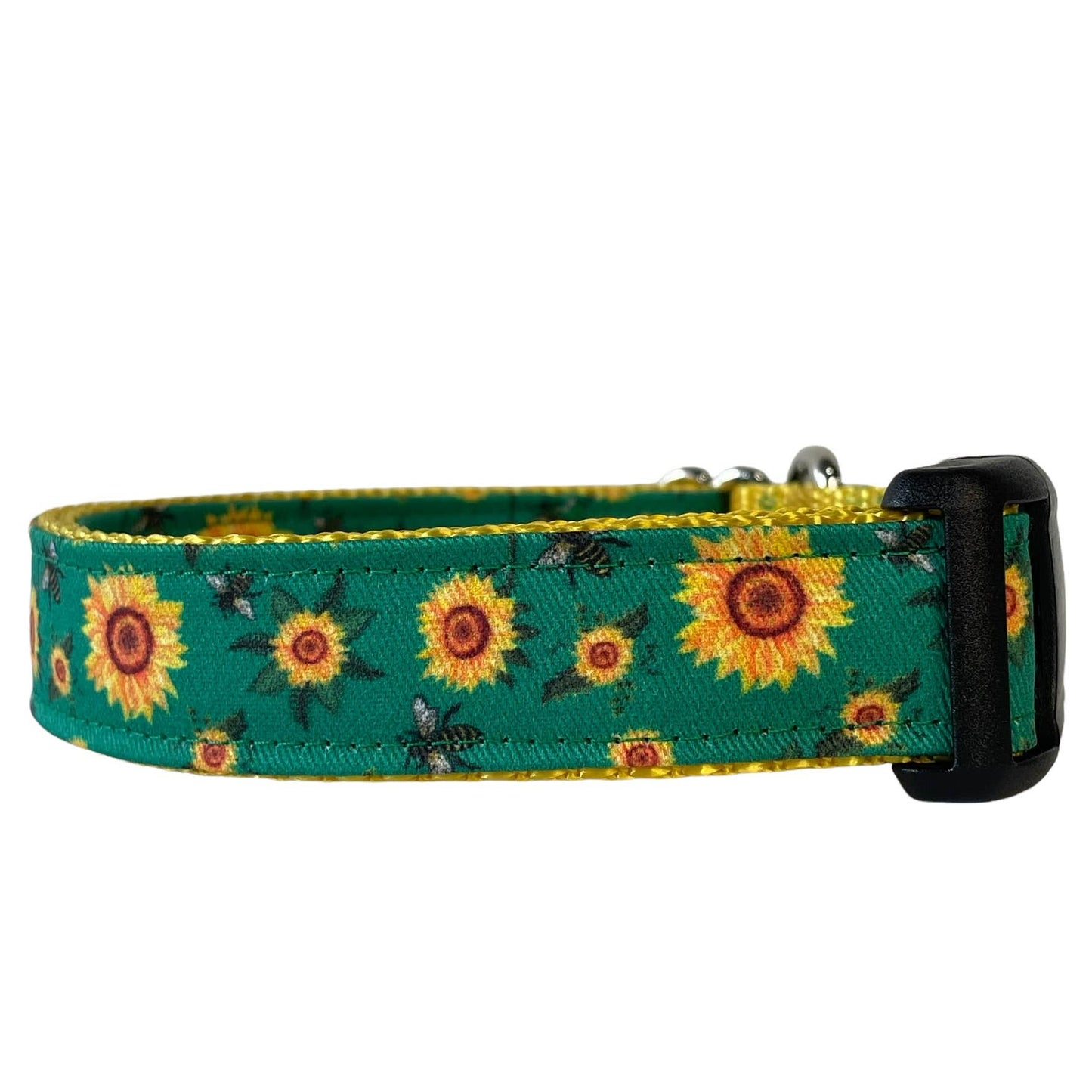 Sew Fetch Dog Co - The Georgia Green Sunflower Dog Collar with Bees
