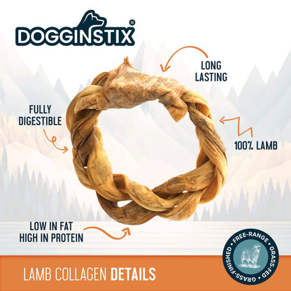 Doot's Chew Bar- Dogginstix - Braided Sticks Lamb Collagen Ring