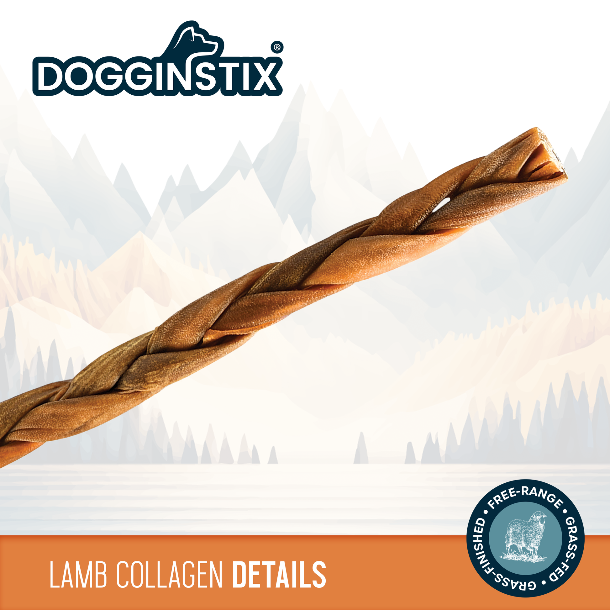 Doot's Chew Bar - Dogginstix - 6" Braided Lamb Collagen Sticks - Doot's Pet LLC Collars For A Cause