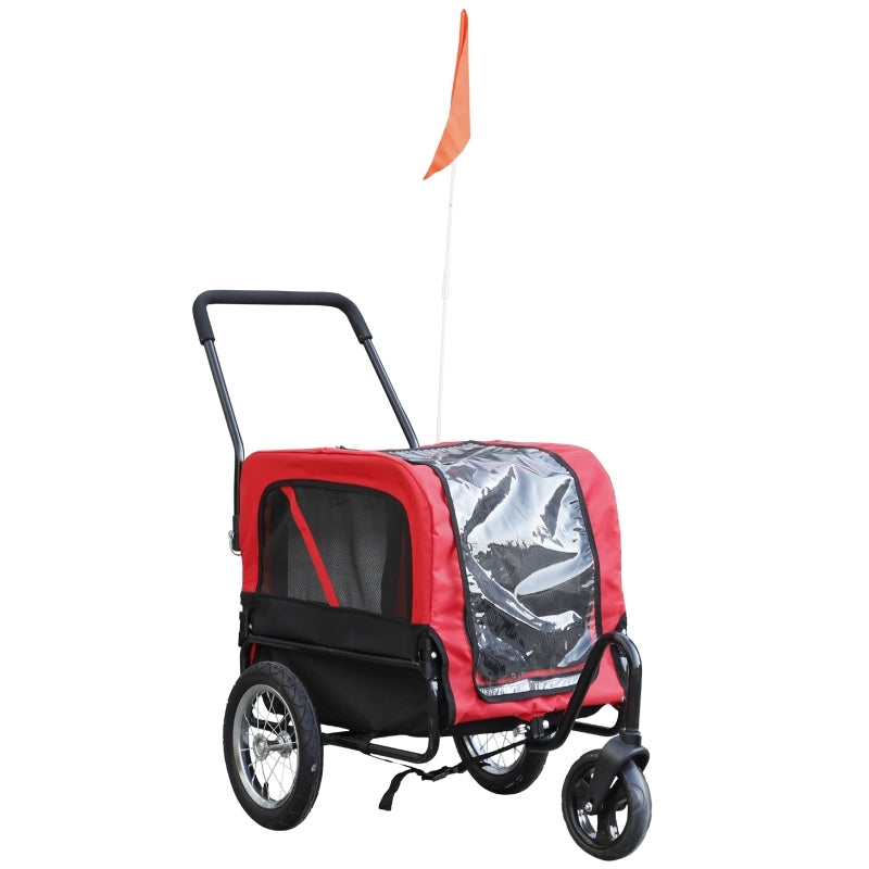 2-in-1, 3 Wheel Pet Jogging Stroller Bike Trailer