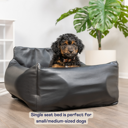 PupProtector™ Faux Leather Memory Foam Dog Car Bed -  Black - Doot's Pet LLC Collars For A Cause