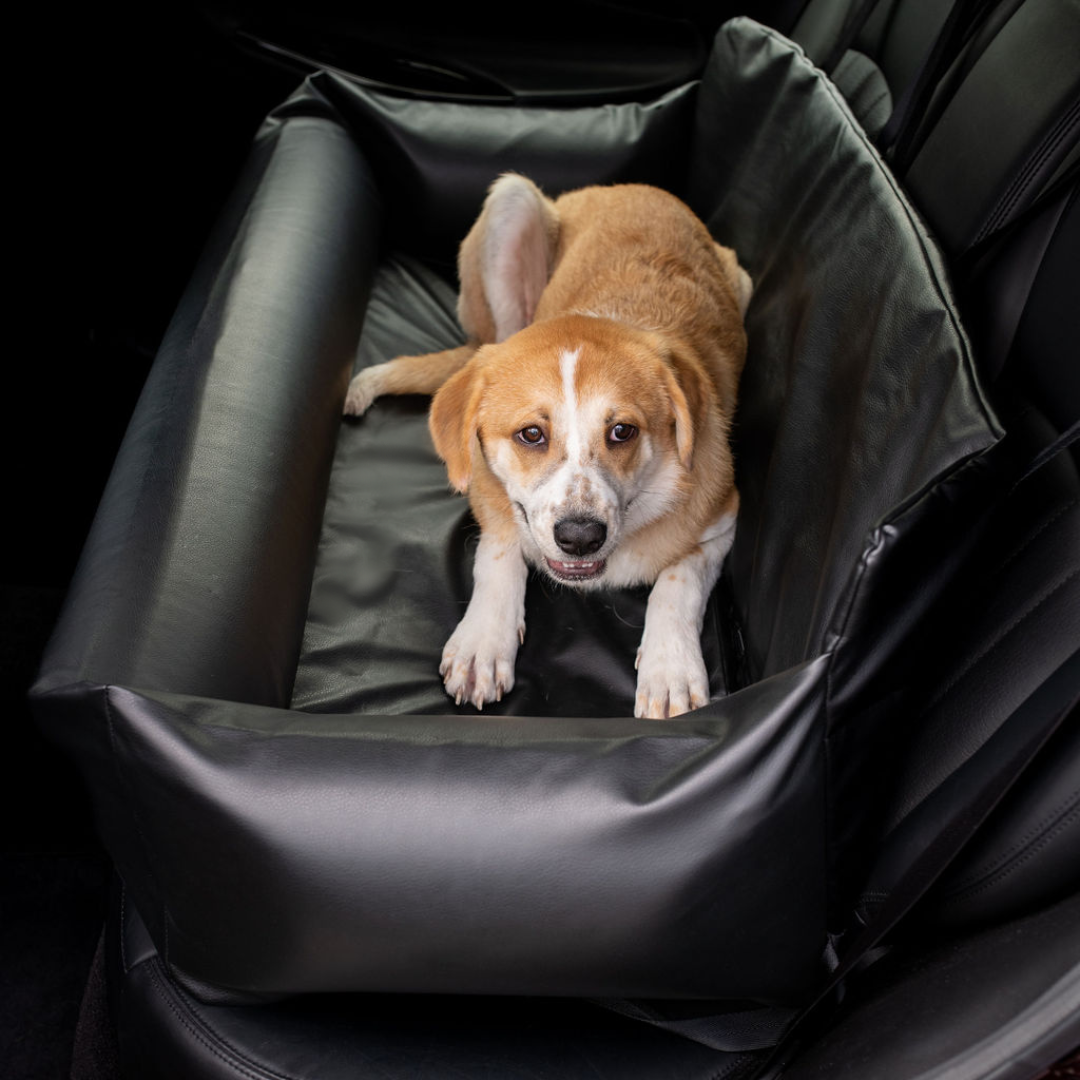 PupProtector™ Faux Leather Memory Foam Dog Car Bed -  Black - Doot's Pet LLC Collars For A Cause