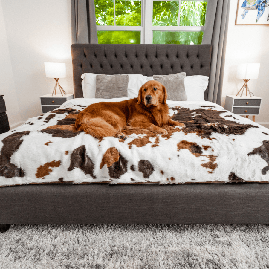 PupProtector™ Waterproof Throw Blanket - Brown Faux Cowhide - Doot's Pet LLC Collars For A Cause