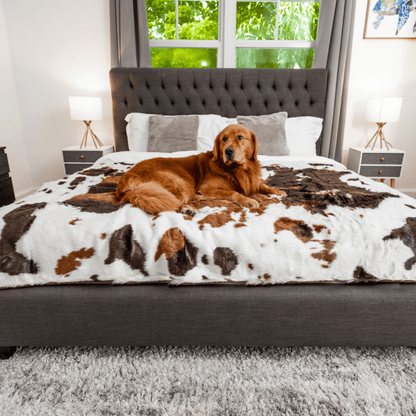 PupProtector™ Waterproof Throw Blanket - Brown Faux Cowhide - Doot's Pet LLC Collars For A Cause