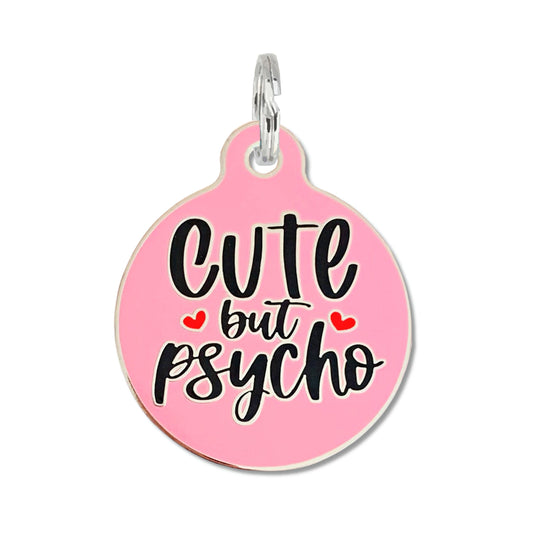 Bad Tags - Personalized Pet ID Dog Tag w/ QR Code - Cute but Psycho  - Engraved QR Code / Small 1"