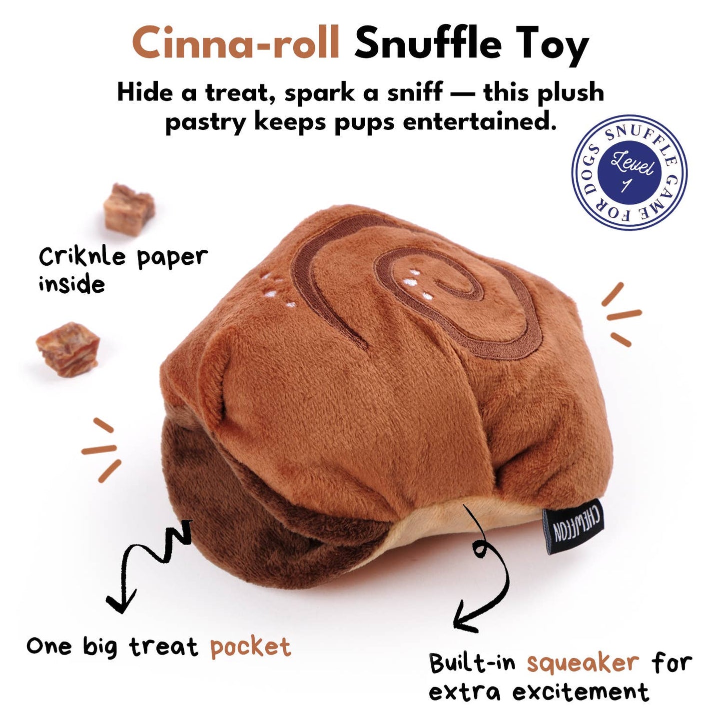 CHEWFFON - CHEWFFON Cinnamon Roll Squeaky Snuffle Toy