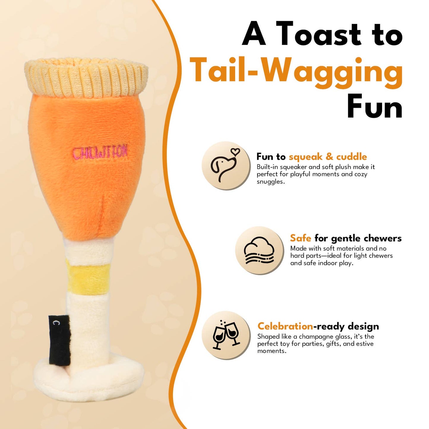 CHEWFFON - CHEWFFON Pawsecco Dog Squeaky Toy