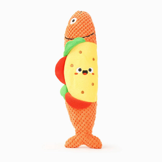 Hugsmart Products Inc - Orilandpet - Food Party | Shaky Fish Taco - Dog Plush Toy