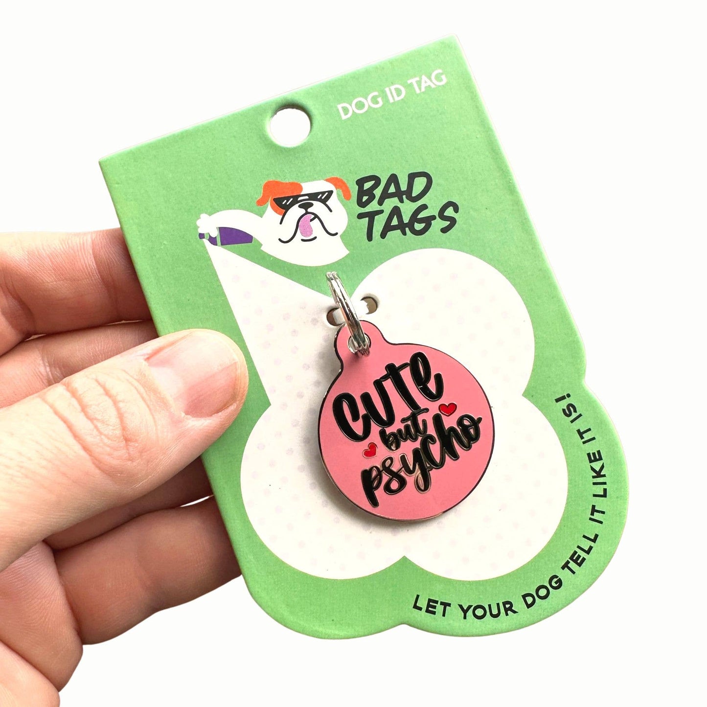 Bad Tags - Personalized Pet ID Dog Tag w/ QR Code - Cute but Psycho  - Engraved QR Code / Small 1"