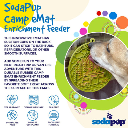 SodaPup - Camp eMat Enrichment Lick Mat With Suction Cups - Green