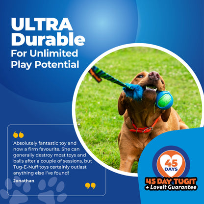 Tug-E-Nuff - Fauxtastic PowerBall Bungee | Strong Dog Toys | Tug-E-Nuff - Orange Pattern
