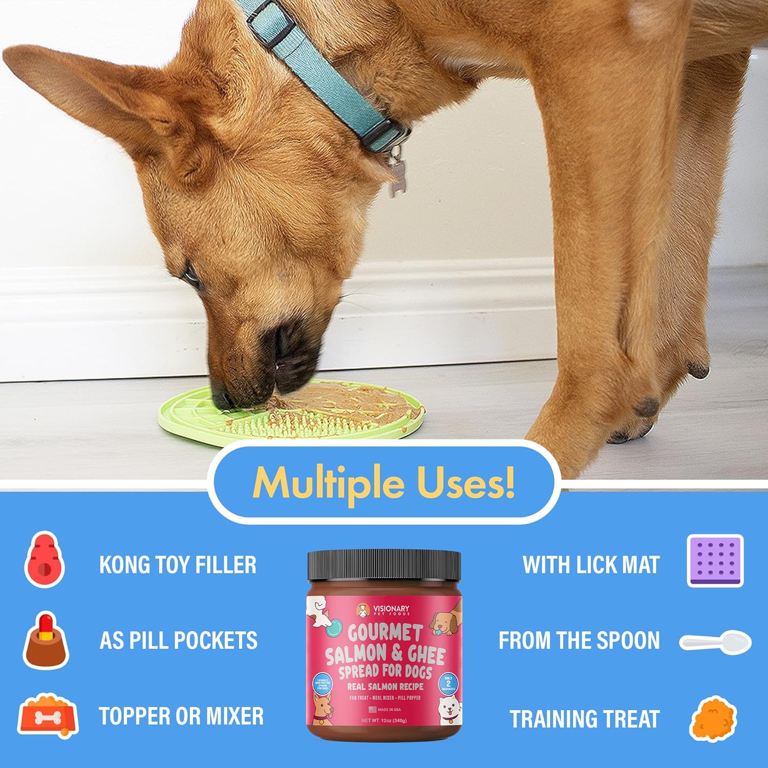 Salmon and Ghee Meat Spread | NEW 12oz Jar - Doot's Pet LLC Collars For A Cause