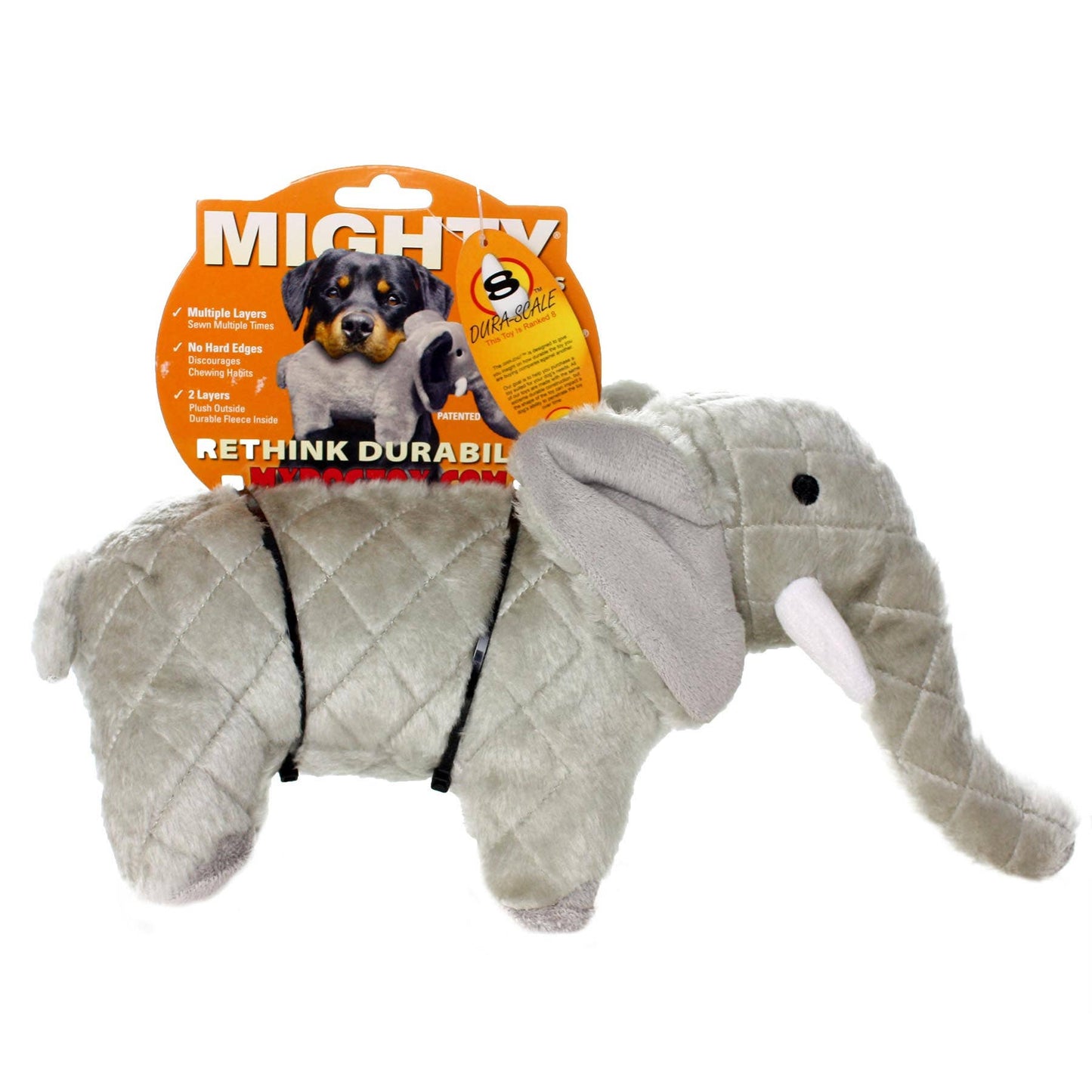Tuffy Dog Toys - VIP Products - Mighty Safari Elephant, Plush, Squeaky Dog Toy