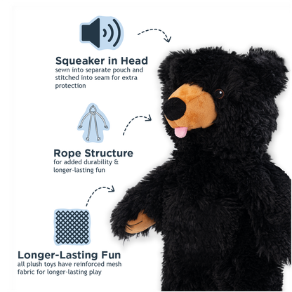 Tall Tails - Stuffless Black Bear Squeaker Dog Toy