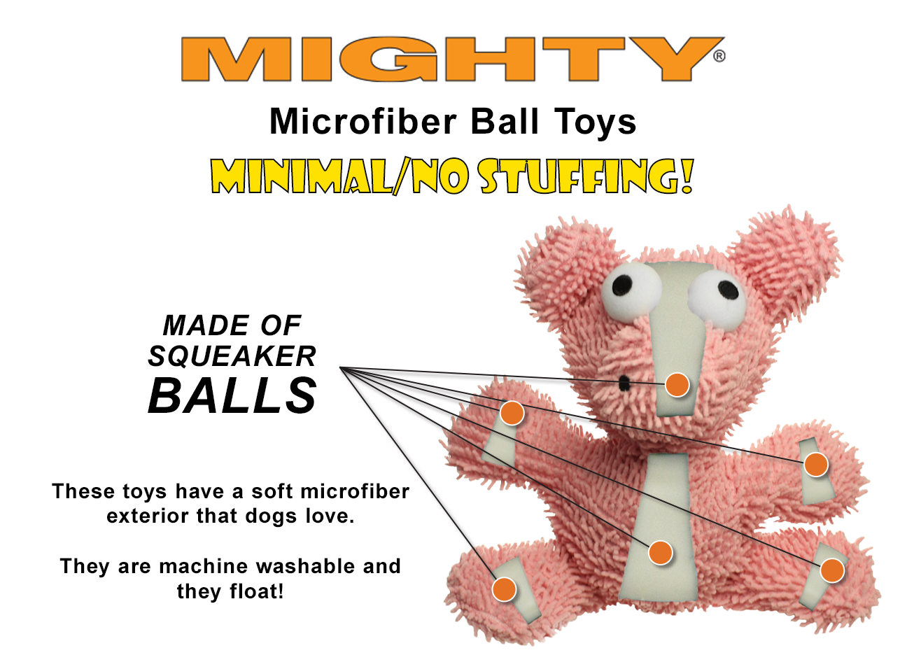 Tuffy Dog Toys - VIP Products - Mighty Microfiber Ball Med Monster, Durable, Squeaky Dog Toy - Doot's Pet LLC Collars For A Cause