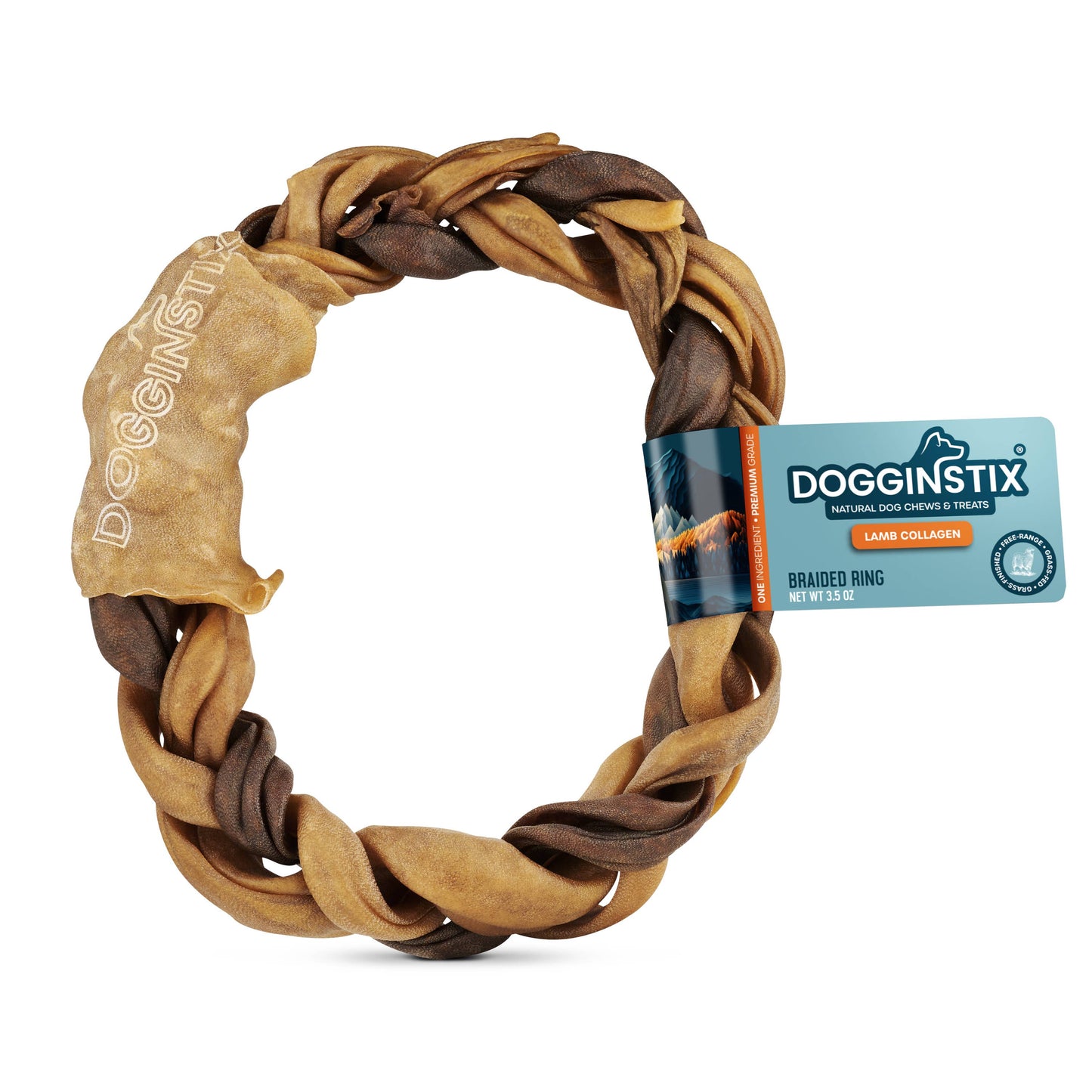Doot's Chew Bar- Dogginstix - Braided Sticks Lamb Collagen Ring