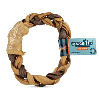 Doot's Chew Bar- Dogginstix - Braided Sticks Lamb Collagen Ring