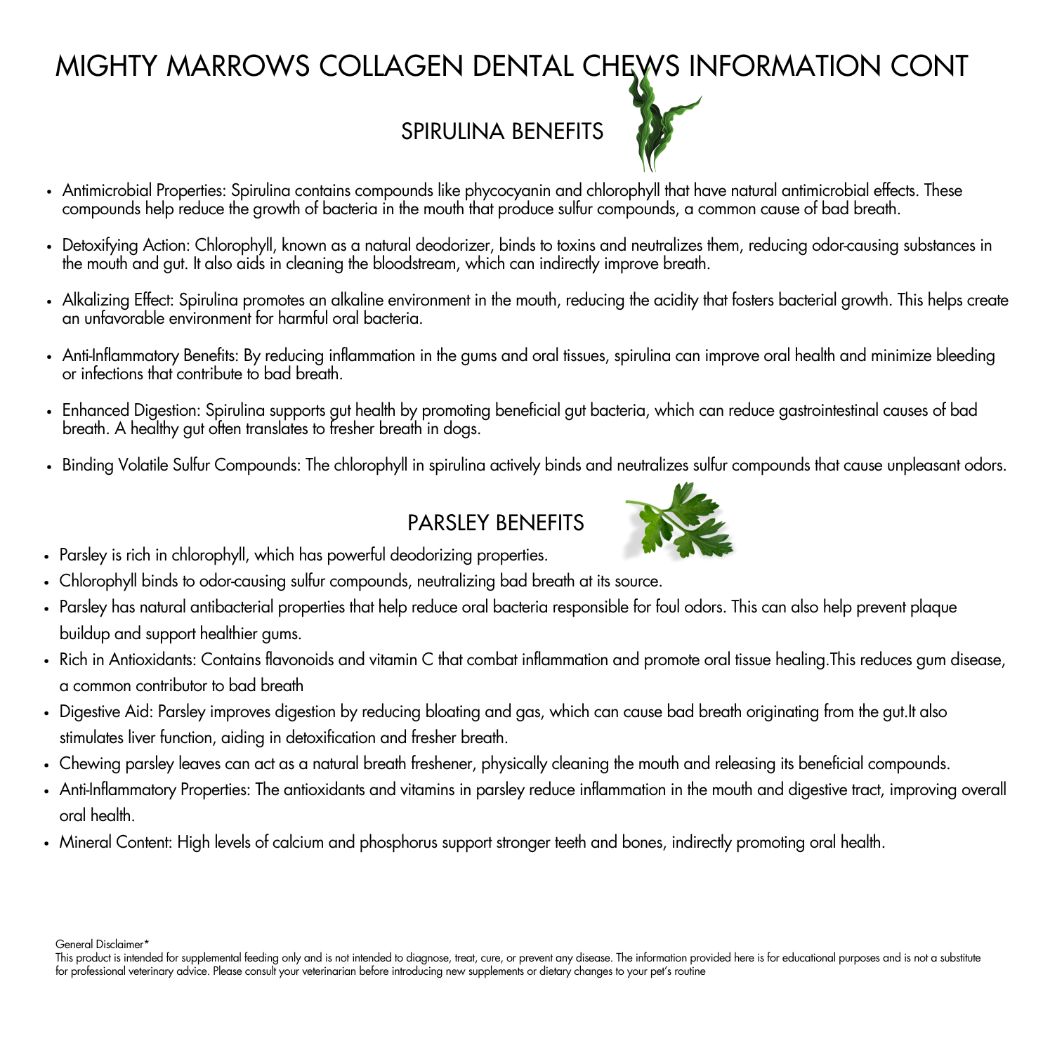 Doots Chew Bar - Wag & Bright Supply Co. - Mighty Marrows Collagen Dental Chew - Spirulina Beef - 2 sizes - Doot's Pet LLC Collars For A Cause