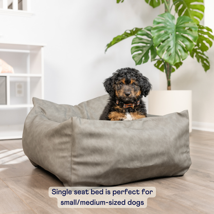 PupProtector™ Faux Leather Memory Foam Dog Car Bed - Slate Gray - Doot's Pet LLC Collars For A Cause