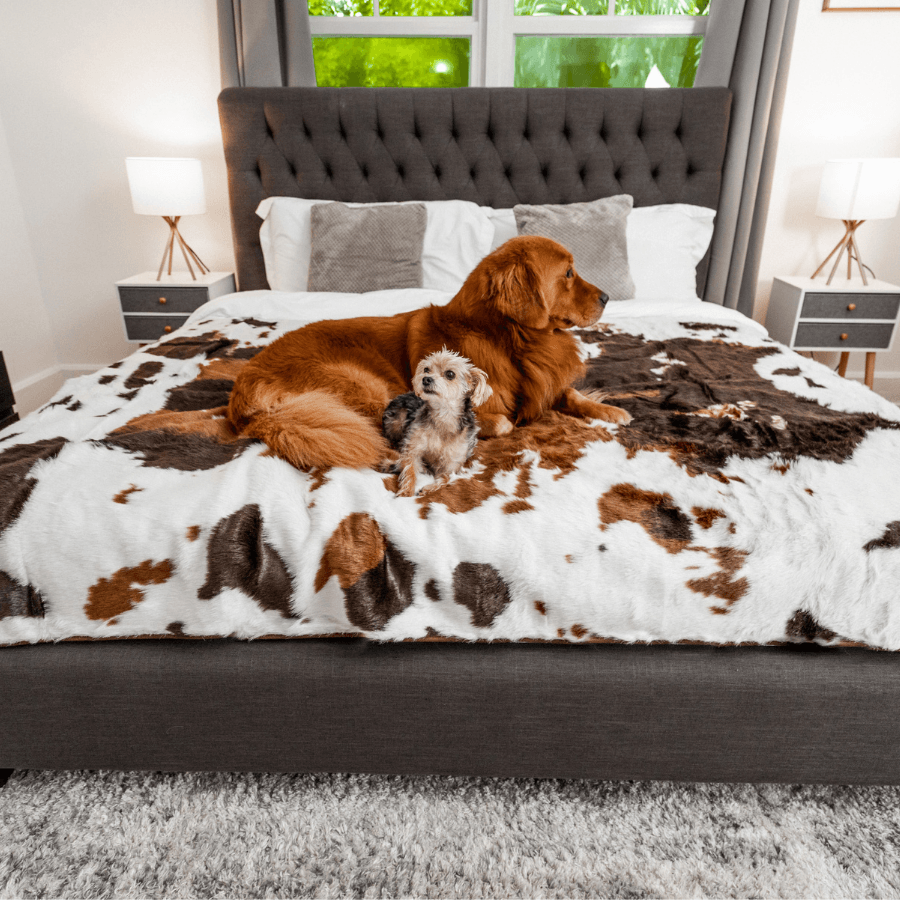 PupProtector™ Waterproof Throw Blanket - Brown Faux Cowhide - Doot's Pet LLC Collars For A Cause