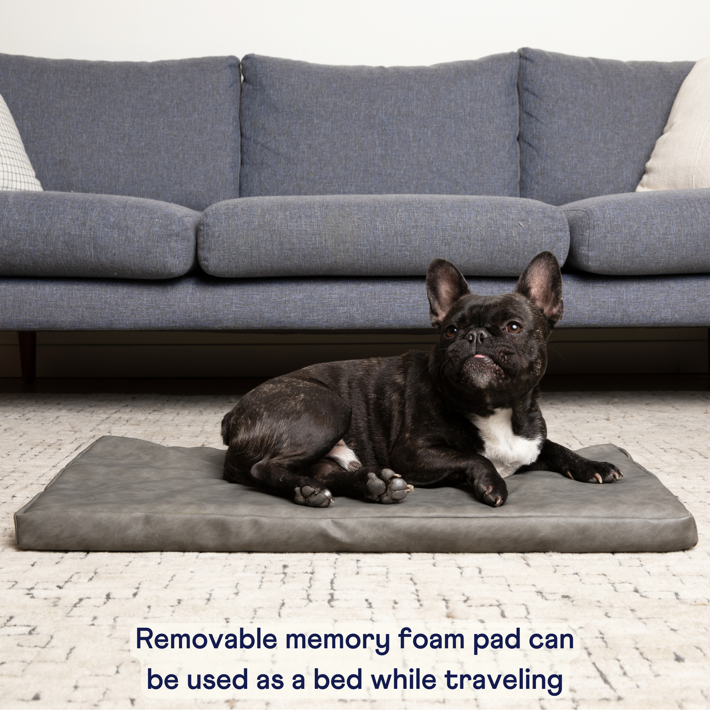 PupProtector™ Faux Leather Memory Foam Dog Car Bed - Slate Gray - Doot's Pet LLC Collars For A Cause