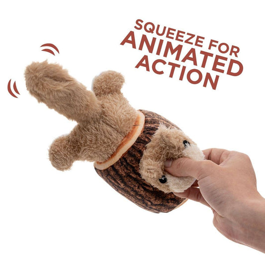Original Territory - Squirrel in Log Moving Plush Dog Toy - Doot's Pet LLC Collars For A Cause