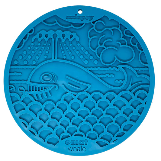 SodaPup - Whale Design eMat Enrichment Lick Mat With Suction Cups - Blue Whale E-Mat