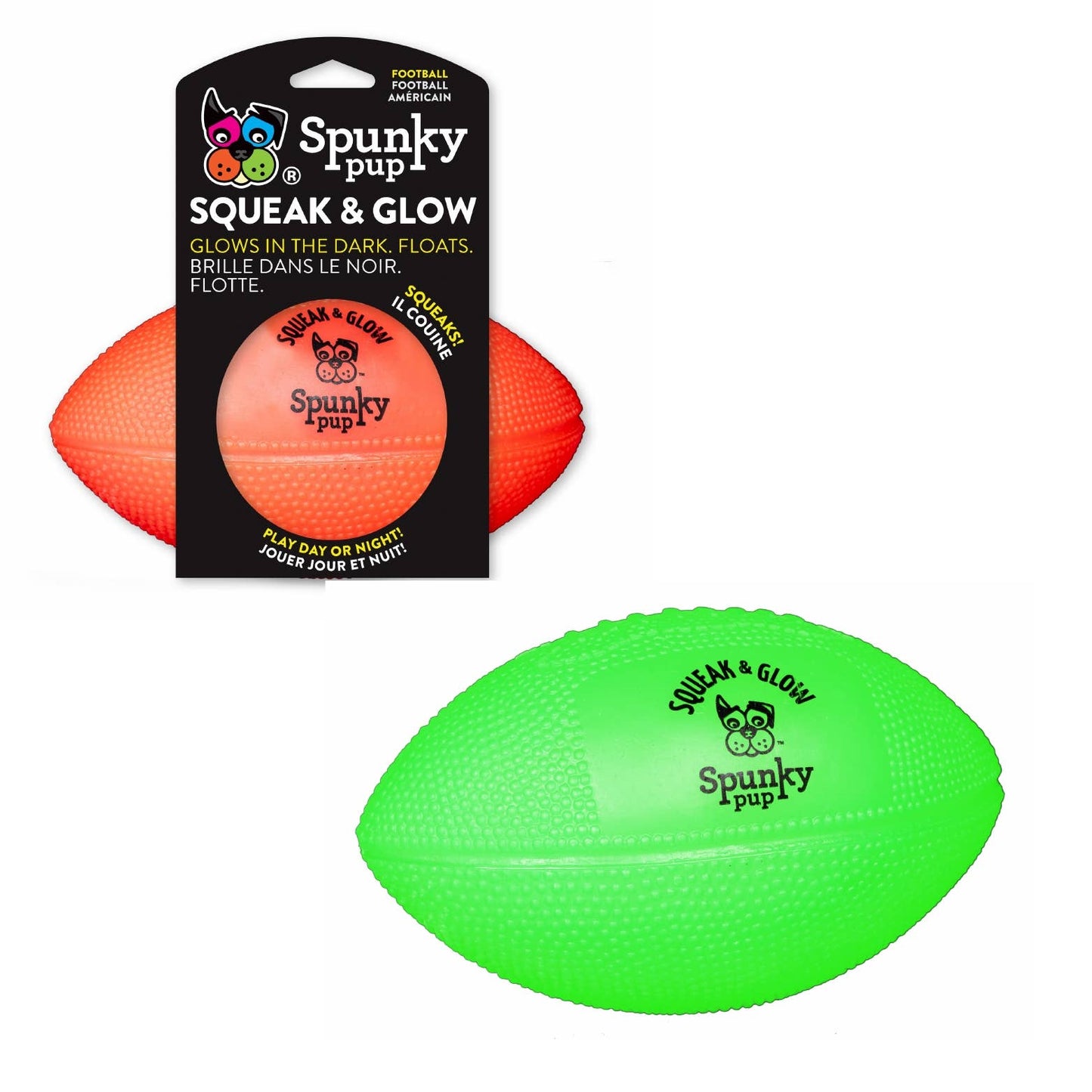 Spunky Pup - Squeak and Glow Football - Doot's Pet LLC Collars For A Cause