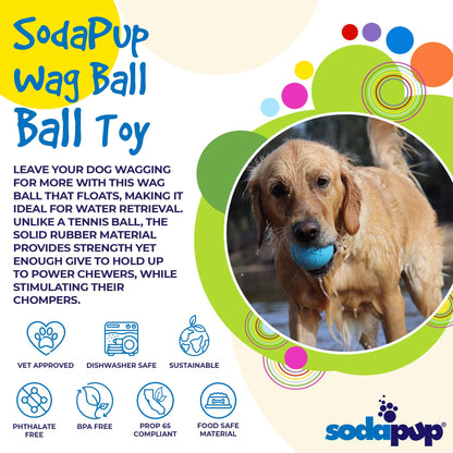 SodaPup - Wag Ball Durable Synthetic Rubber Chew & Retrieving Toy