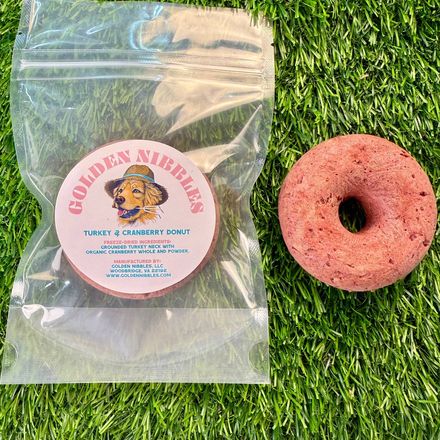 Doot's Chew Bar - Golden Nibbles - Donut - Turkey & Cran - Freeze-Dried Treat for Dogs & Cats