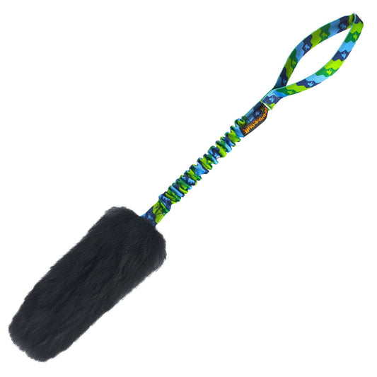 Tug-E-Nuff - WondaBaa Sheepskin Bungee Tug | Tug Toys | Tug-E-Nuff - Green Pattern