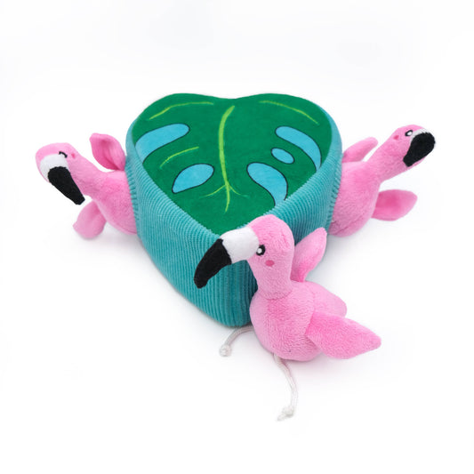 ZippyPaws - Zippy Burrow® - Flamingos in Monstera - Dog Toy