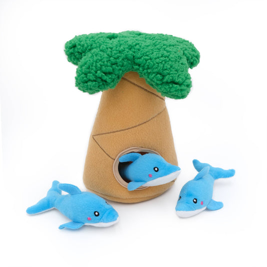 ZippyPaws - Zippy Burrow® - Dolphins in Palm Tree - Dog Toy