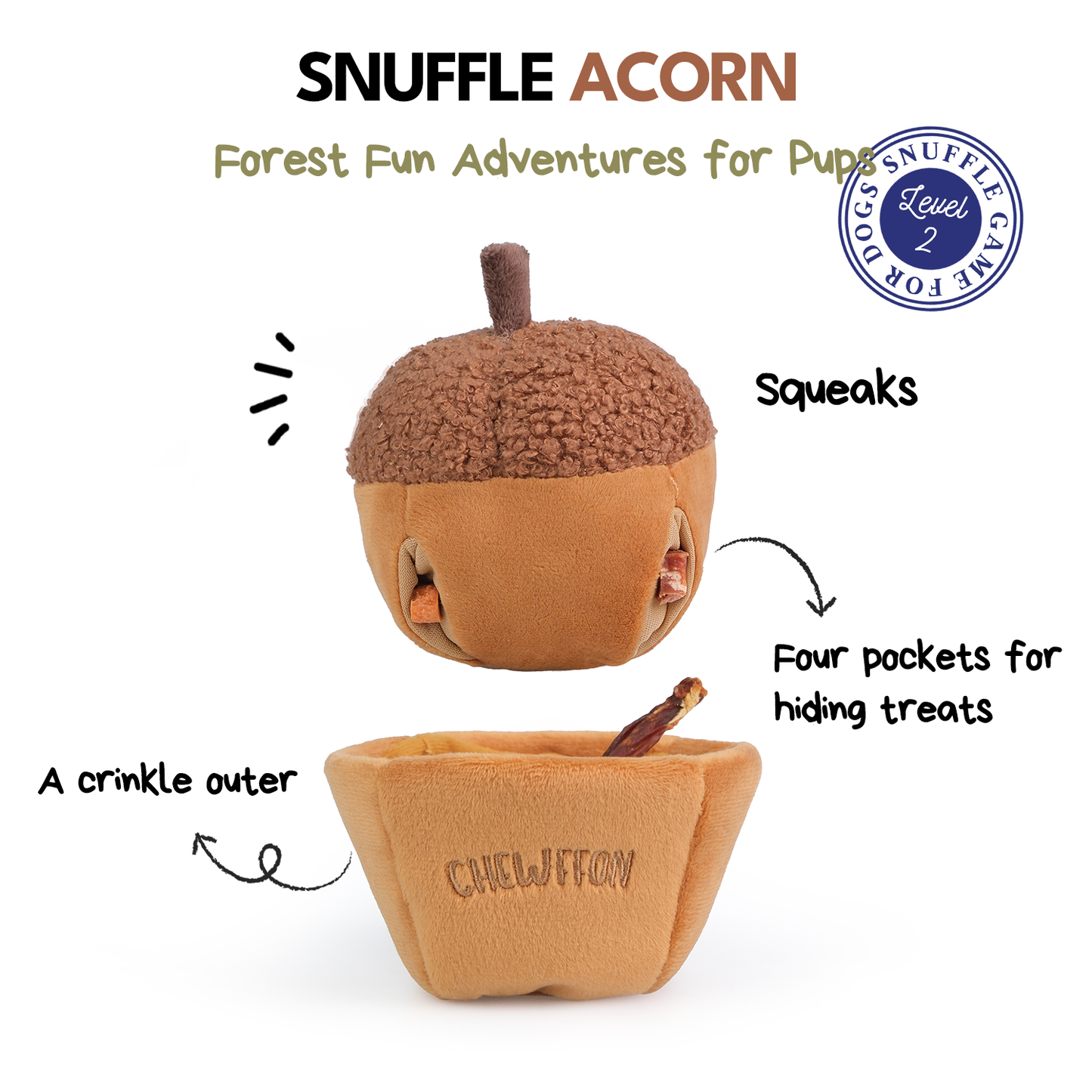 CHEWFFON - CHEWFFON Acorn Snuffle & Squeaky Dog Toy