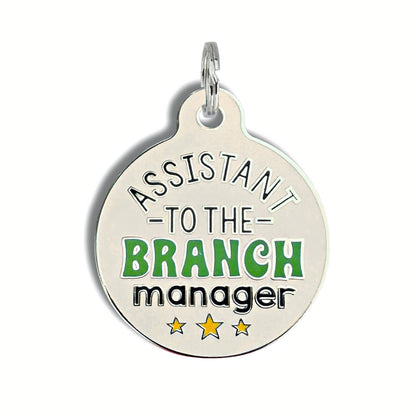 Bad Tags - Camping Dog ID Tag Personalize - Assistant to Branch Manager - Small / Engraved QR Code